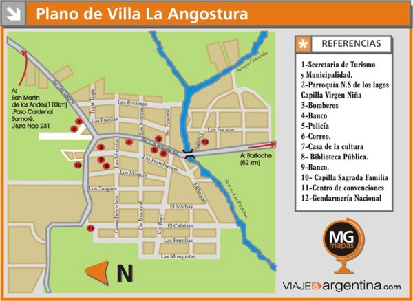 Villa la Angostura Tourist Map