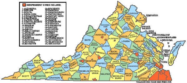 Virginia Counties Map