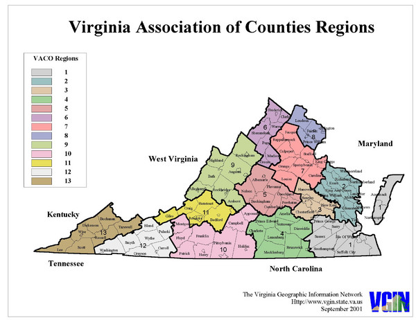 Virginia Counties Map