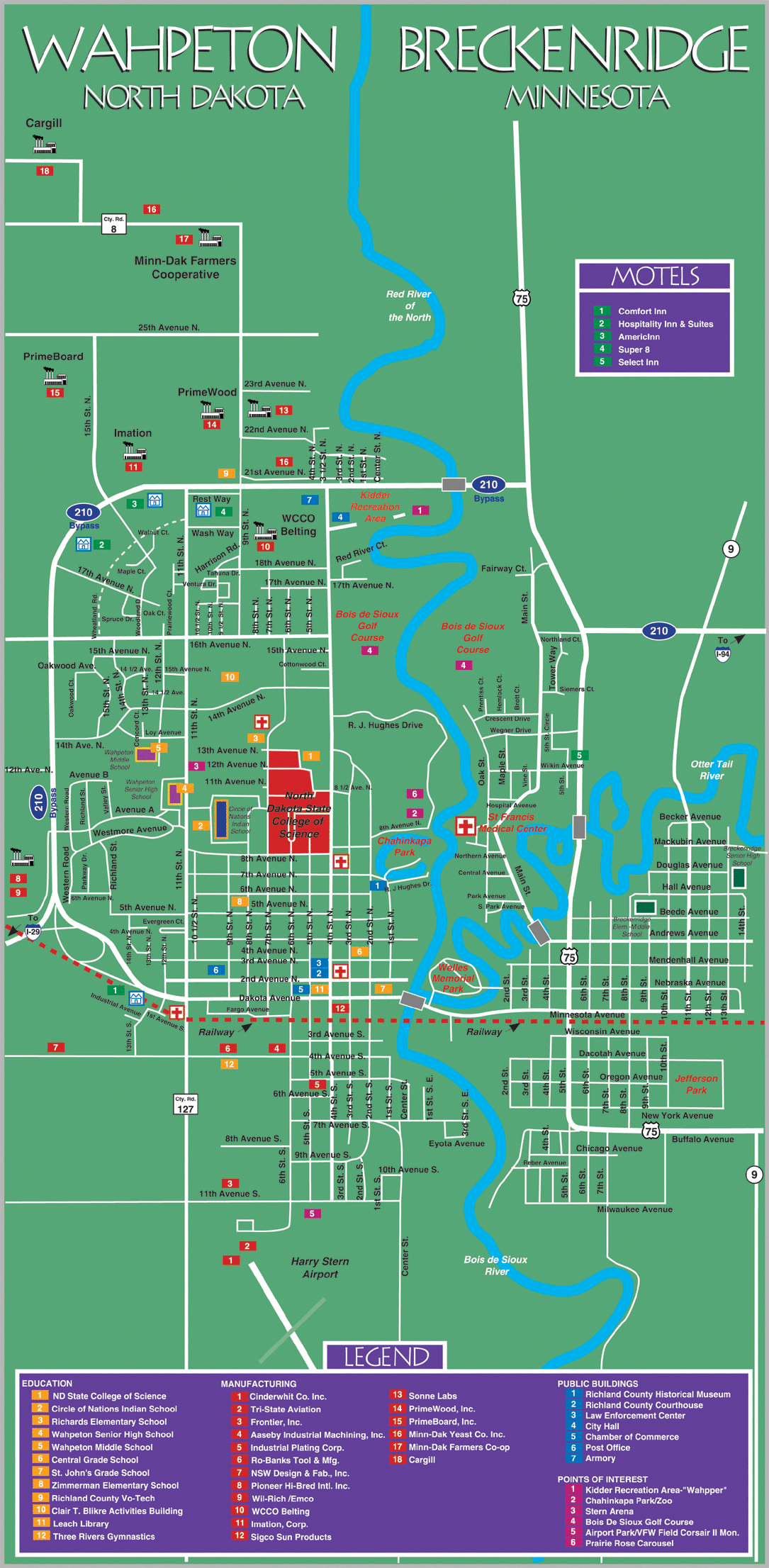 Wahpeton and Breckenridge City Map Wahpeton North Dakota • mappery