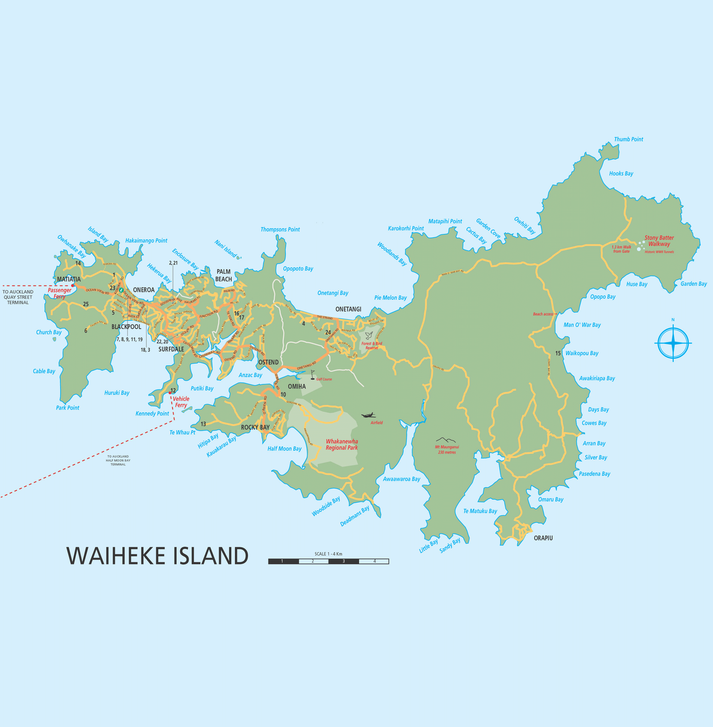 Waiheke Island Map Waiheke Island New Zealand • mappery