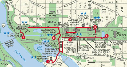Walking tour Washington mall Map - washington dc • mappery
