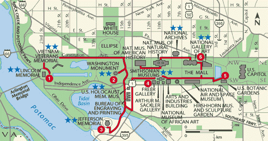 Walking tour of Washington DC mall Map - washington dc • mappery