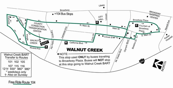 Walnut Creek Bart Stop Map