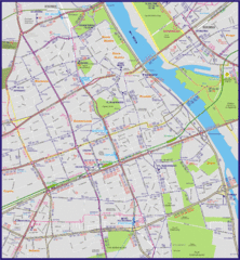 Warsaw City with Bus Routes Map