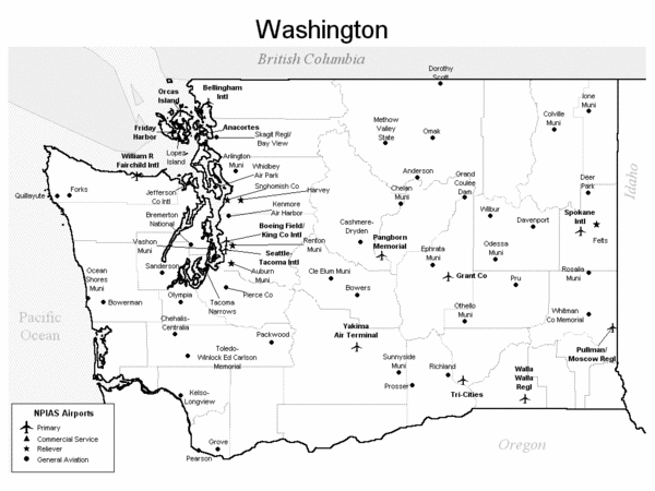 Washington Airports Map