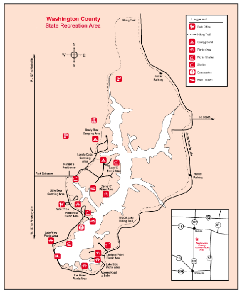 Washington County State Recreational Area, Illinois Site Map