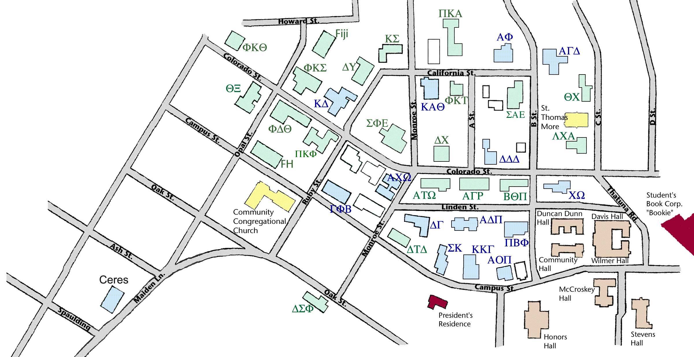 usc sorority row map