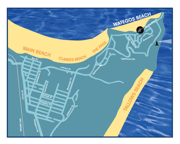 Wategos Beach, Australia Beach Map