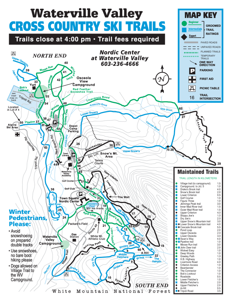Waterville Valley Nordic Trail Map - Waterville Valley NH • mappery