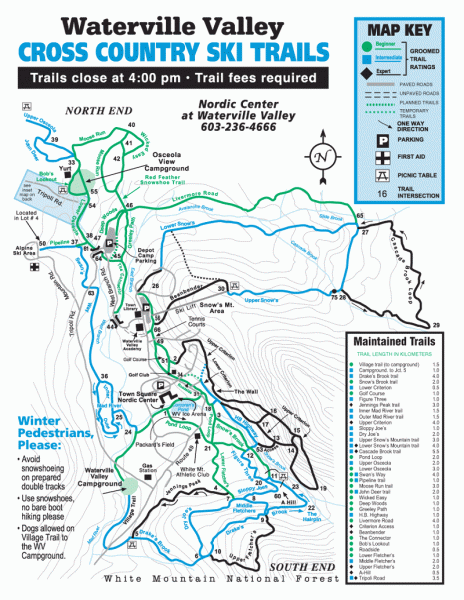 Map Of Waterville Valley Nh Waterville Valley Nordic Trail Map - Waterville Valley Nh • Mappery