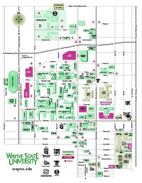 Wayne State University Map Detroit Michigan Mappery