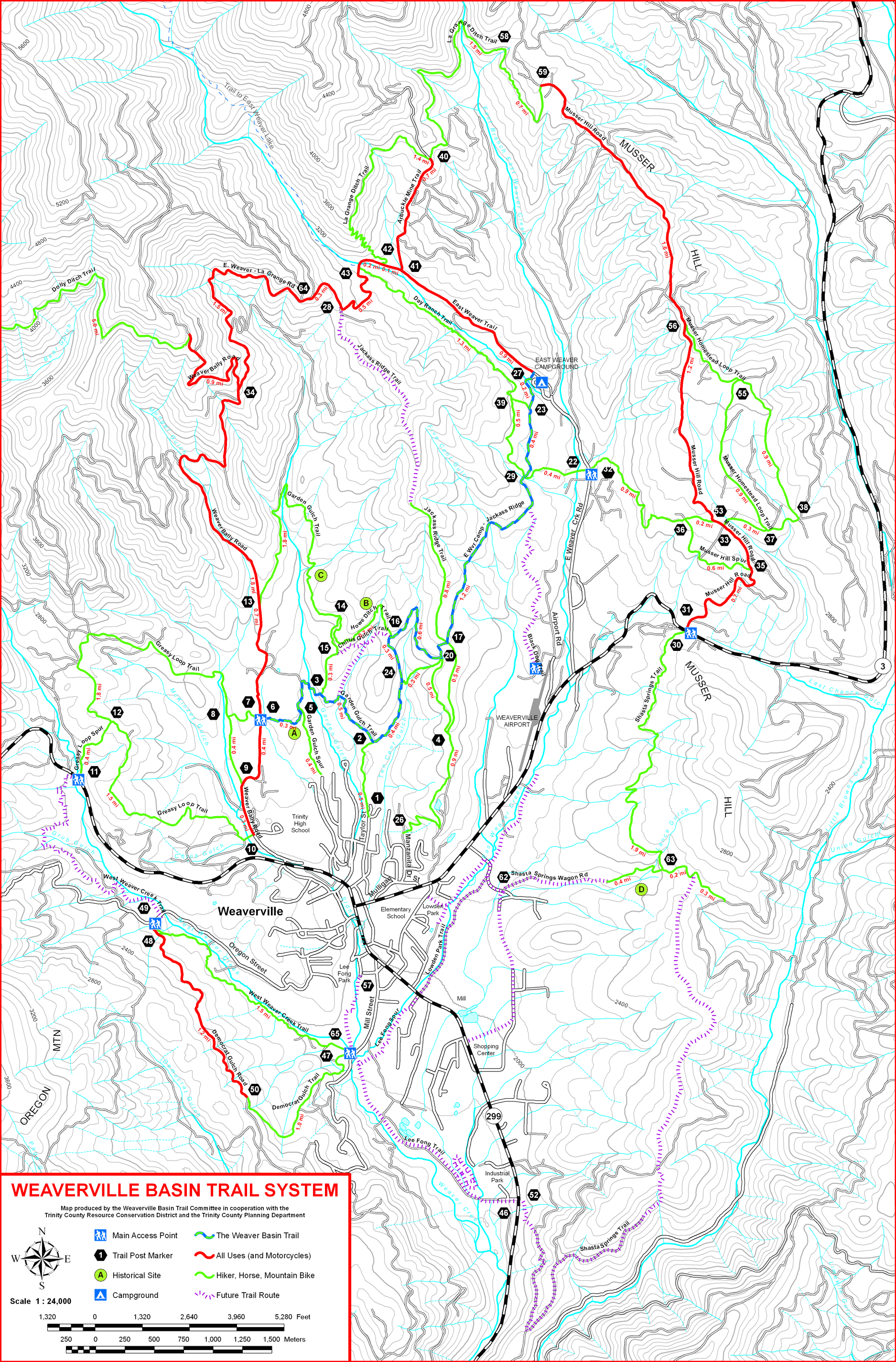 Weaverville Basin Trail System Map Weaverville CA US • mappery