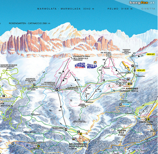 Welschnofen—Karersee (Carezza) Ski Trail Map