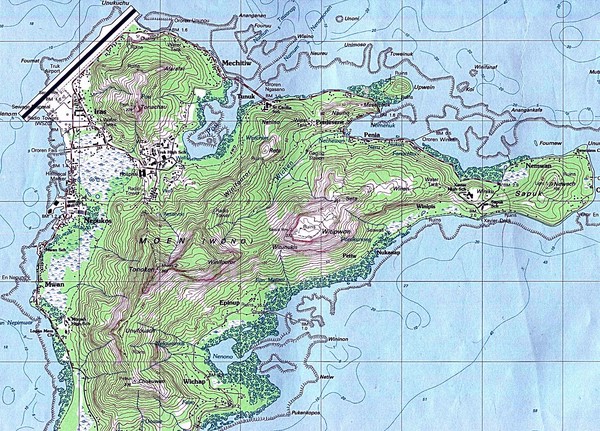 Weno (Moen) island Map