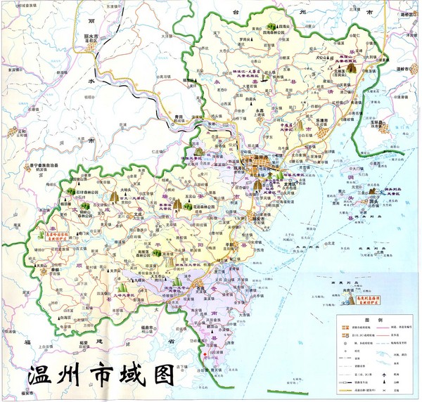Wenzhou Area Tourist Map