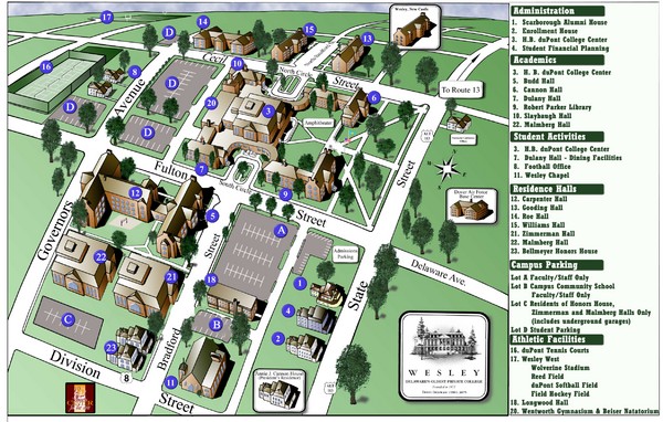 Wesley College Campus Map 120 North State Street Dover Delaware