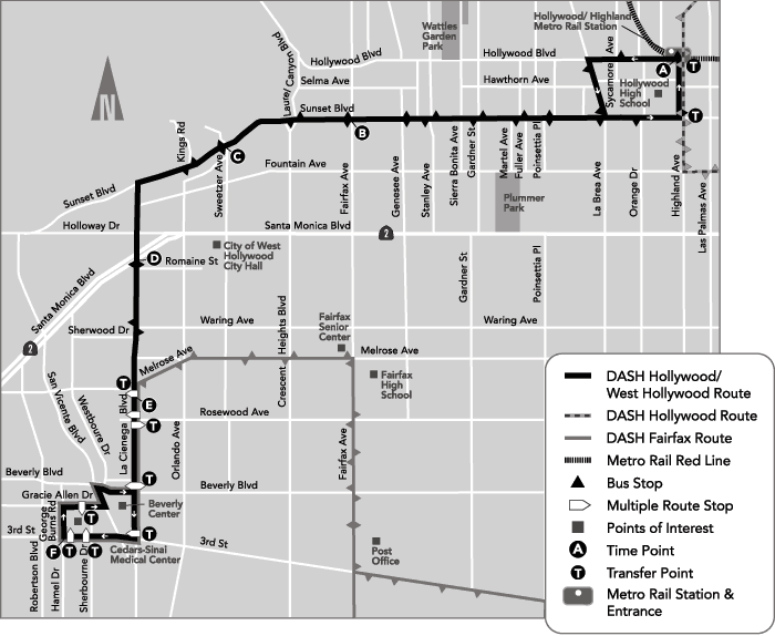 West Hollywood Area DASH Bus Routes Map West Hollywood • mappery