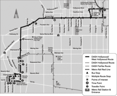 West Hollywood Area DASH Bus Routes Map