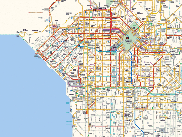 West Los Angeles Starbucks & Chase Map