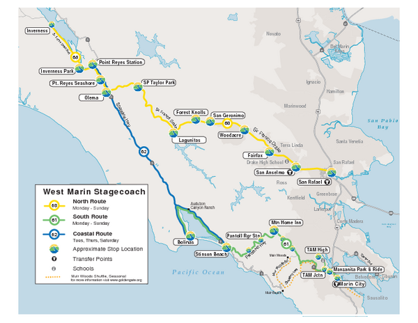 West Marin Bus Map