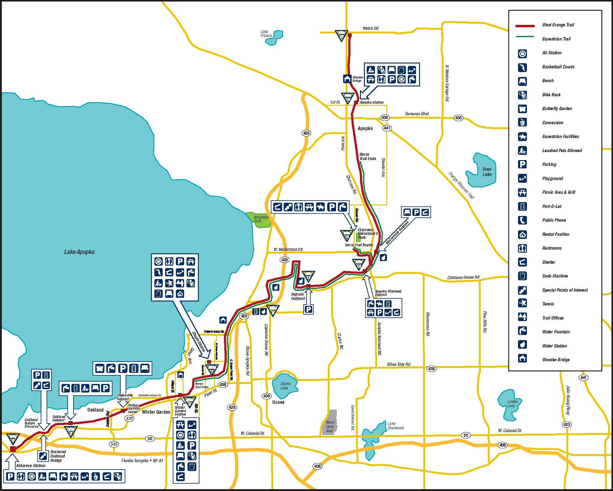 West Orange Trail Map - West Orange Trail FL • mappery
