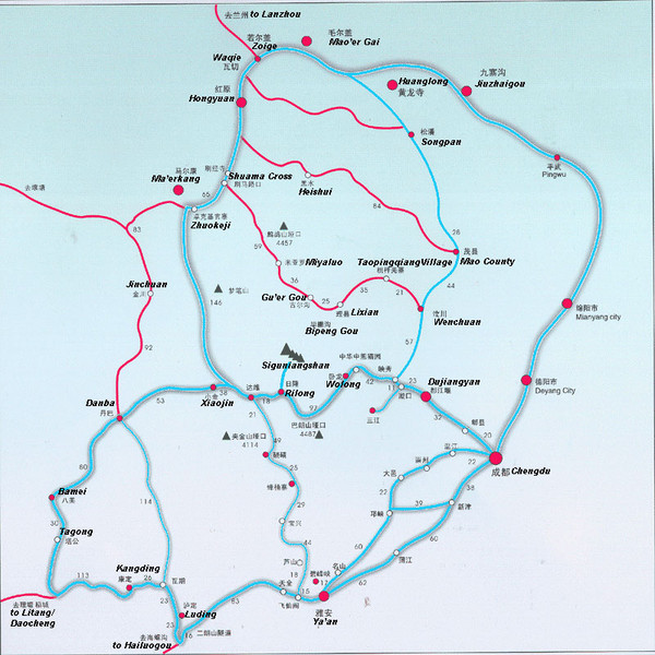 West Sichuan Trek Map