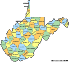 West Virginia Counties Map