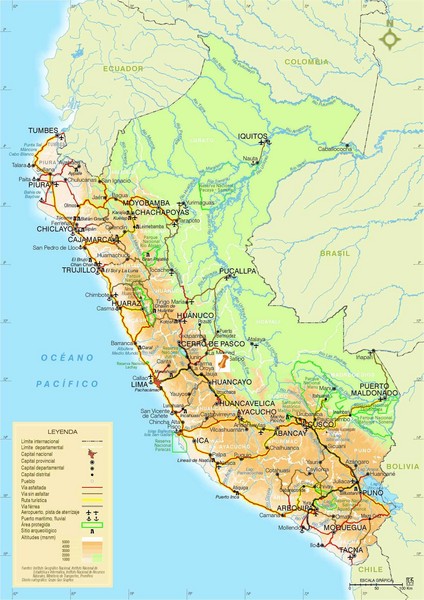 Western South America Tourist Map