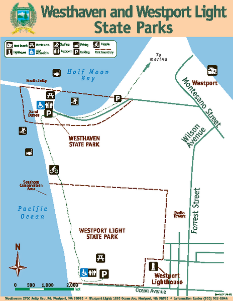 Westhaven/Westport Light State Parks Map