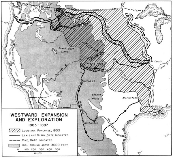 Westward Expansion in the United States 1803-1807 Historical Map