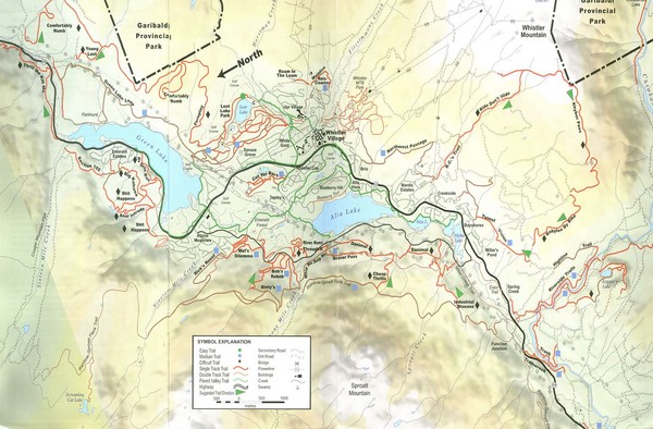 Whistler, CA Hiking and Biking Trails Map