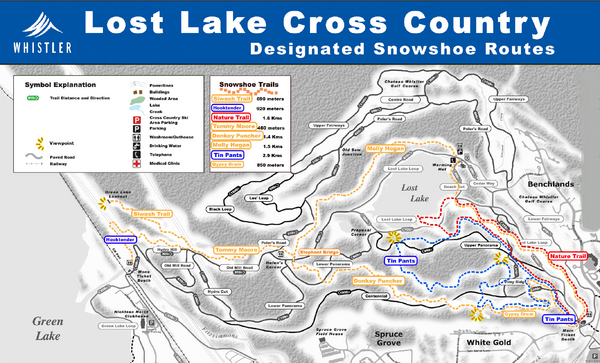 Whistler Cross Country Connection Snowshoeing Ski Trail Map