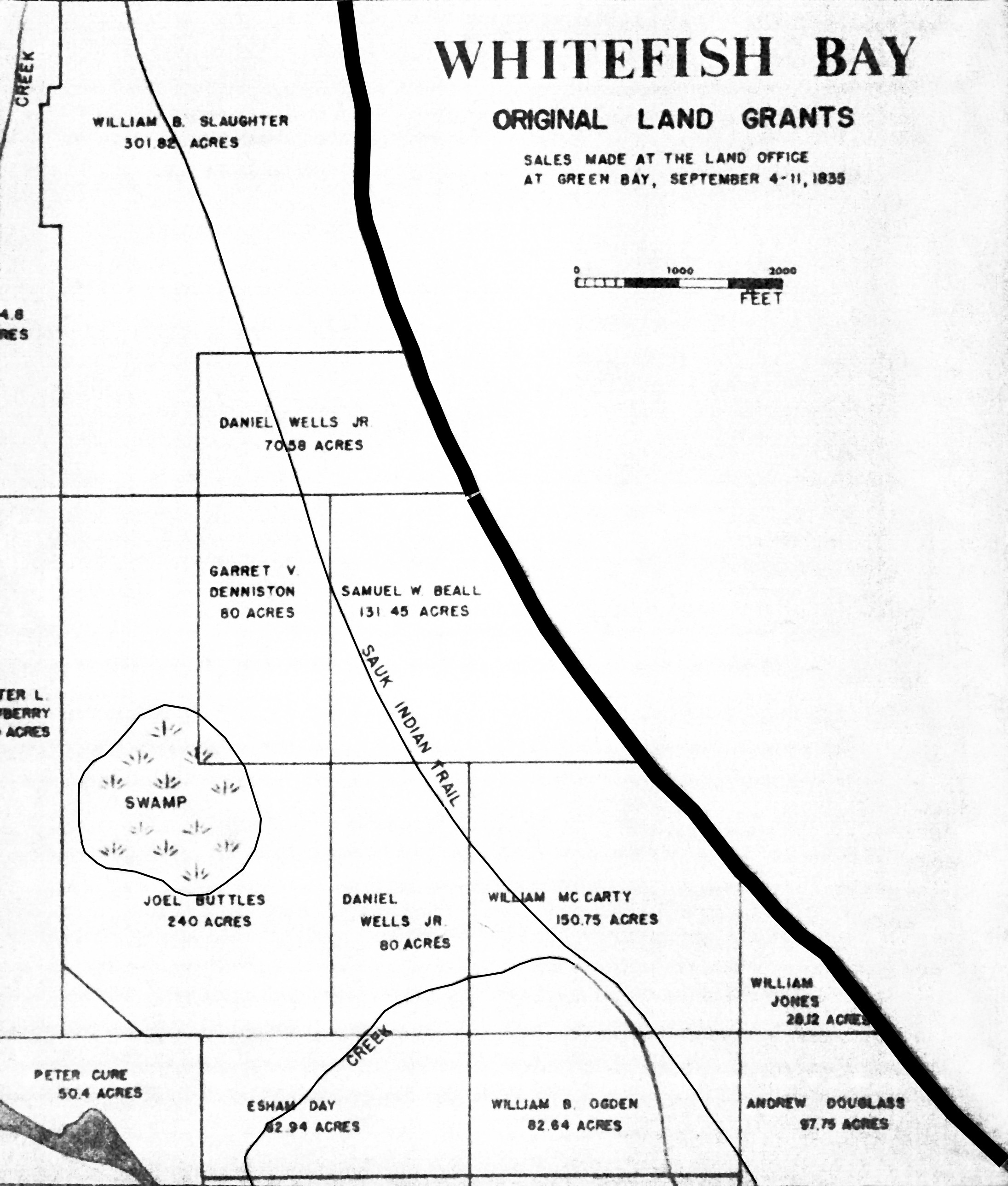 Whitefish Bay Original Land Grants 1835 Map whitefish bay wi • mappery