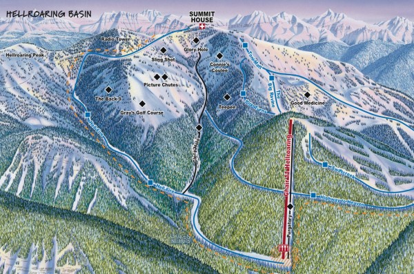 Whitefish Mountain Ski Trail Map - Hellroaring Basin