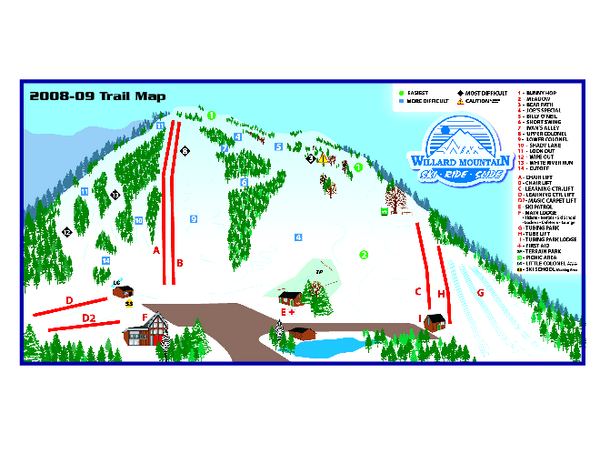 Willard Mountain Ski Area Ski Trail Map