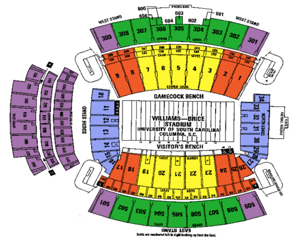 Williams Brice Stadium Map Williams Brice Seating Map - Columbia Sc • Mappery Williams Brice Stadium Map Williams Brice Seating Map - Columbia Sc • Mappery
