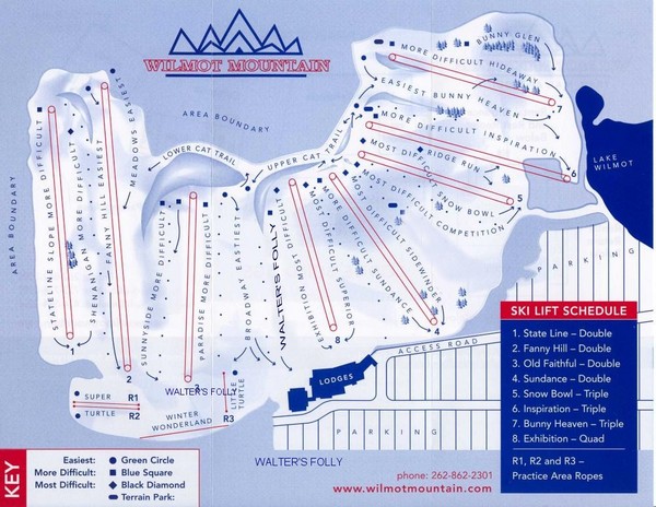 Wilmot Mountain Ski Trail Map