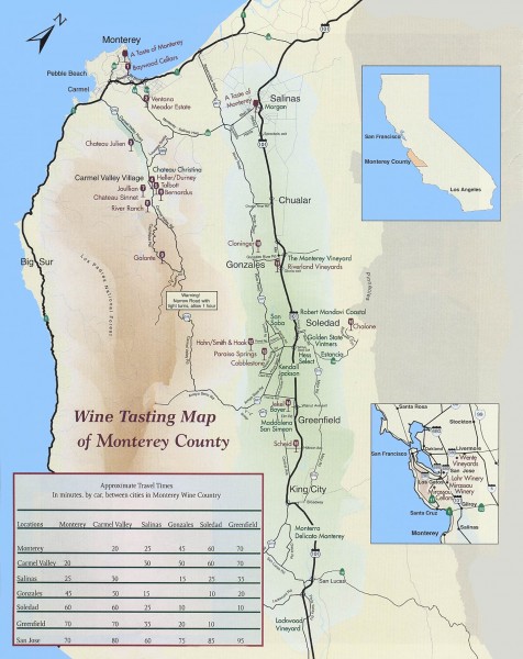 Wine tasting map of Monterey County