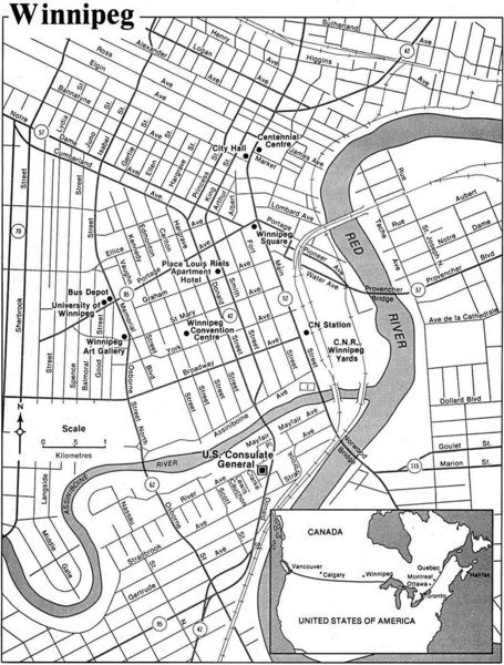 Winnipeg, Manitoba City Map.