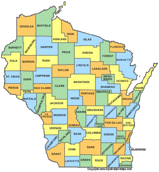 Wisconsin Counties Map