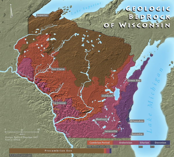 Wisconsin Geologic Bedrock Map