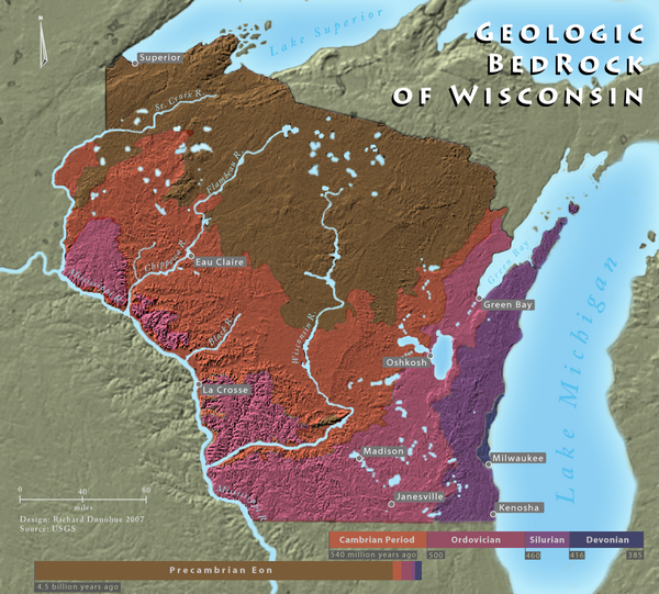 Wisconsin Geologic Bedrock Map - wisconsin • mappery