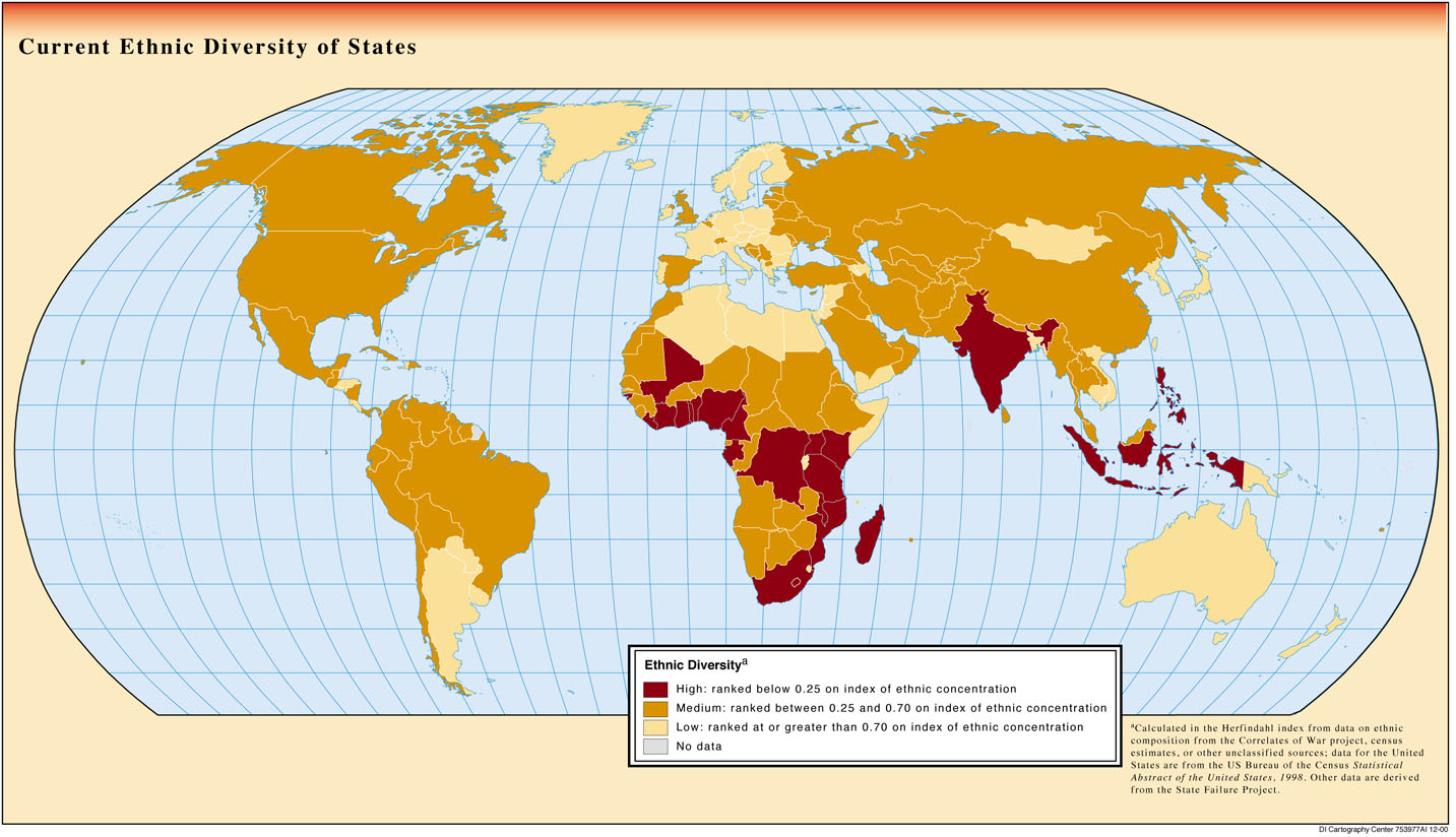 World Ethnic Diversity Map World Mappery