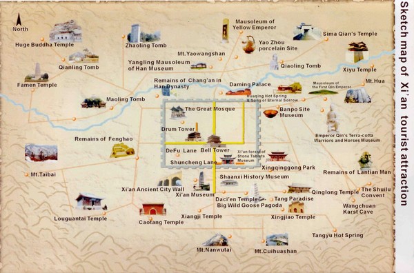 Xian China Tourist Map