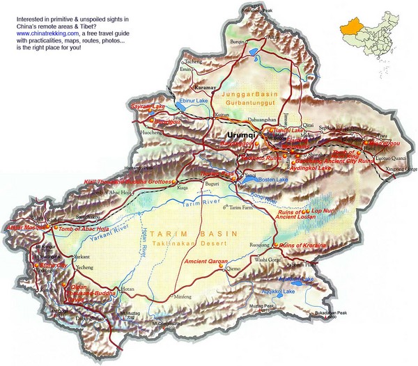 Xinjiang Physical Map
