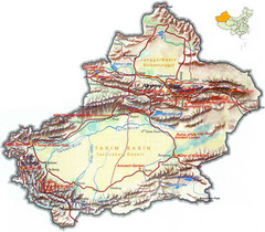 Xinjiang Region of China Tourist Map
