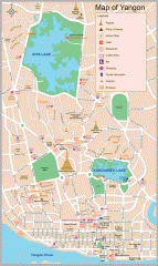 Yangon Myanmar or Rangoon Burma city map