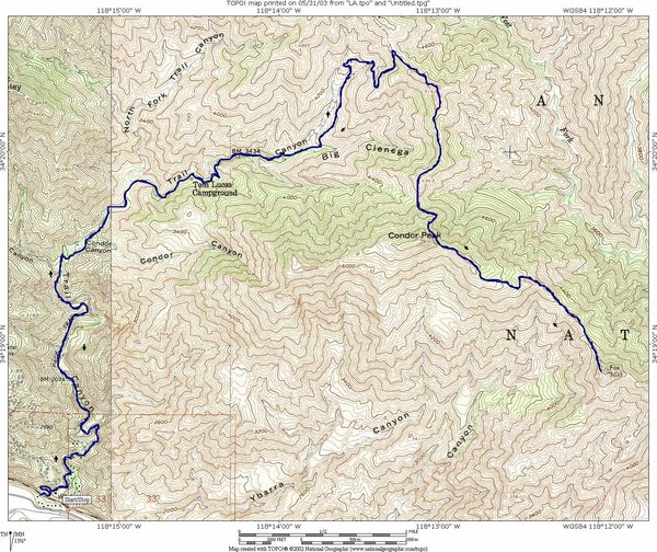 Ybarra Canyon Trail Map