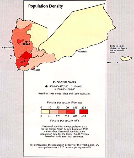 Yemen Population Density Map
